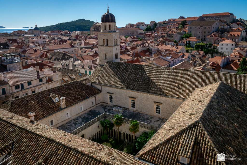 View of building and rooftops of Dubrovnik from its city walls