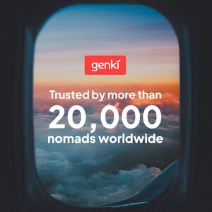 Cyprus Digital Nomad Visa Requirements 2025: Best Steps 2 Genki nomad insurance ad with a view of clouds at dusk outside a plane window