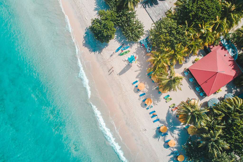 aerial view of a tropical beach during daytime
